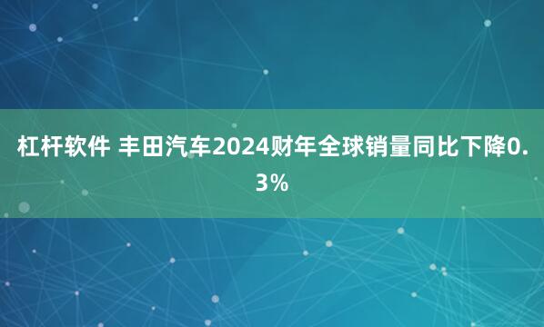 杠杆软件 丰田汽车2024财年全球销量同比下降0.3%