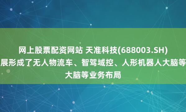 网上股票配资网站 天准科技(688003.SH):逐步发展形成了无人物流车、智驾域控、人形机器人大脑等业务布局