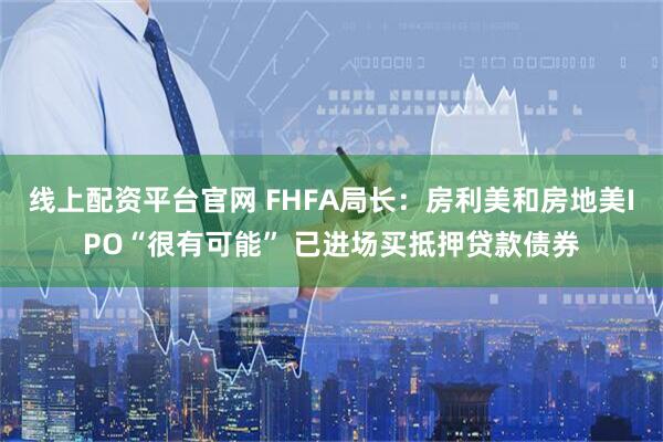 线上配资平台官网 FHFA局长：房利美和房地美IPO“很有可能” 已进场买抵押贷款债券